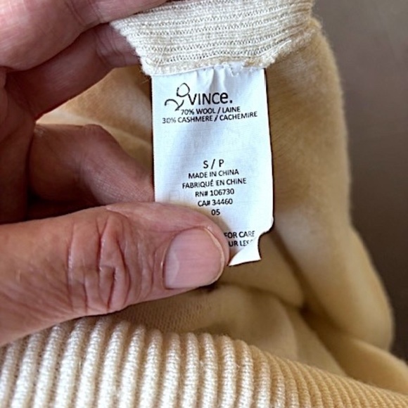 VINCE Wool/Cashmere Open Front Cardigan w/ Ribbed Knit Trim & Pockets EUC/sz S - Picture 16 of 16